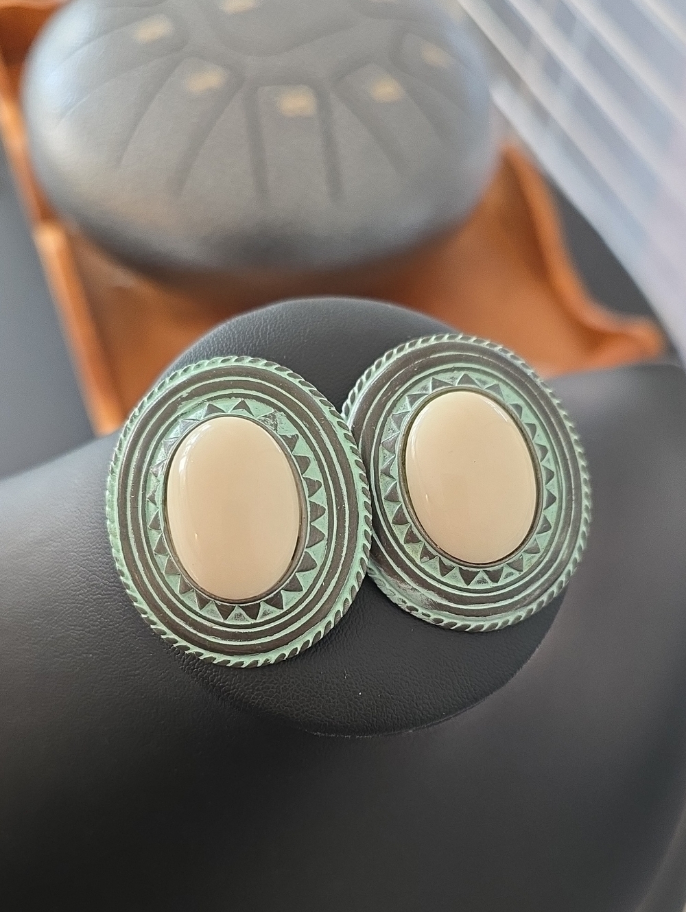 Vintage Ben-Amun Signed Etruscan Statement Clip-On Earrings 1980s Runway